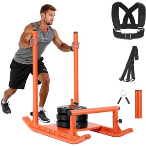 image:imageVEVOR Football Sleds and Chutes Weight Sled Football Training Pull Push Running Sled Fitness Workout Sled Push Gym Equipment Adjustable Height Handle Compatible 12 in Weight PlatesMulti HandleOR