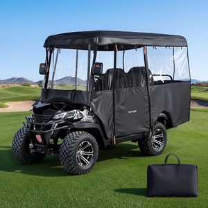 image:imageVEVOR Golf Cart Cover Visible FullEnclosure 2224 Passenger Golf Cart 600D Waterproof Oxford Fabric CoverFits Most Carts Club Car Yamaha EZGO Honda PVC Coating amp Windproof Hook Design600D Black