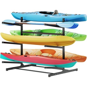 image:imageVEVOR Kayak Storage Rack for 4 Kayaks Holds 220 lbs Heavy Duty Freestanding Stand for Indoor Outdoor Garage Shed Dock Storage Rack Stand Holder for Canoe Small Boat SUP Surfboard amp PaddleboardStand6 KayaksBlack