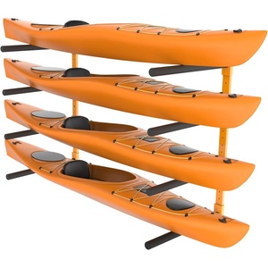 image:imageVEVOR Kayak Storage Rack for 4 Kayaks Holds 220 lbs Heavy Duty Freestanding Stand for Indoor Outdoor Garage Shed Dock Storage Rack Stand Holder for Canoe Small Boat SUP Surfboard amp PaddleboardWall Mount4 KayaksOrangeUpdated