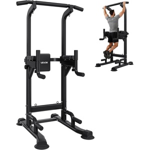 image:imageVEVOR Pull Up Bar 330 LBS Power Tower Dip Station Workout Dip Station with HShaped Stable Base amp Back Pad Adjustable 12 Level Height Free Standing Chin Up Bar for Back 4Level Adjustable Back Pad
