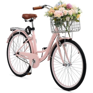 image:imageVEVOR Women Bike 7Speed and 1Speed 2426 Inch Pink and Light Blue Beach Cruiser Bike with Large Capacity Basket and Rear Rack Adjustable Seat Fits for Cycling Exercise amp ShoppingPink