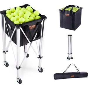 image:imageVEVORFoldable Tennis Ball Hopper Holds 150180 Tennis Balls Lightweight Aluminum Alloy Tennis Ball Basket Cart with Wheels for Tennis Playerblack