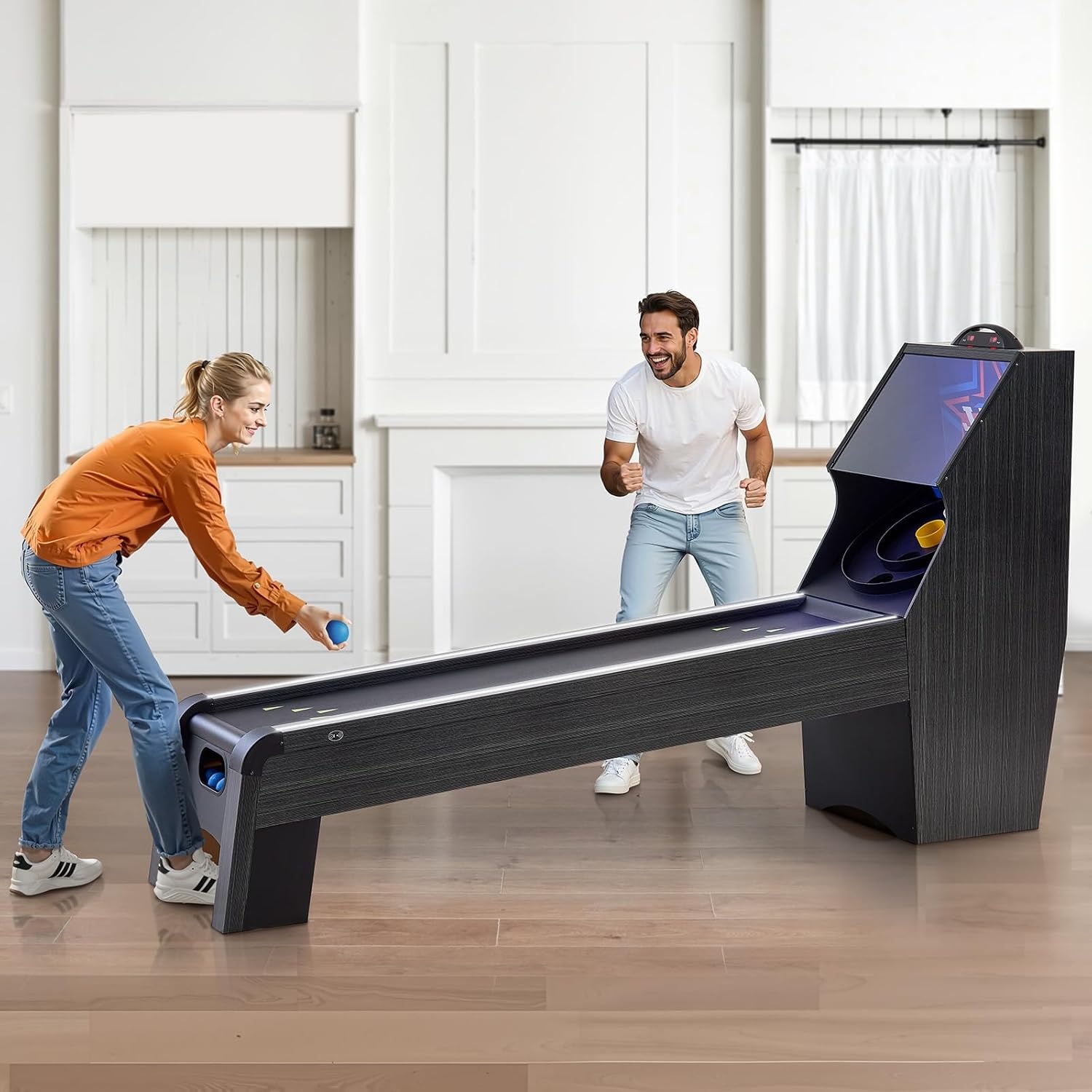 image:imageVEVOR Roll and Score Classic Arcade GameTable Sky Ball Table Machine LED ElectronicScorer amp Track Lighting Sound Automatic BallReturn Home Recreation Game Room9LED Track Lighting