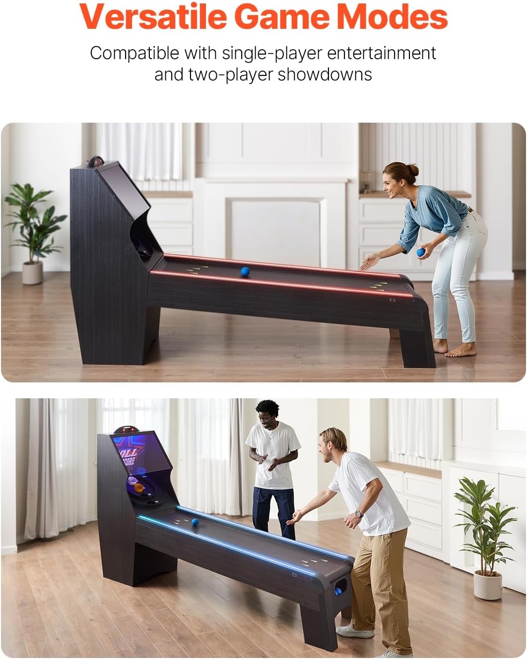 image:imageVEVOR Roll and Score Classic Arcade GameTable Sky Ball Table Machine LED ElectronicScorer amp Track Lighting Sound Automatic BallReturn Home Recreation Game Room9LED Track Lighting