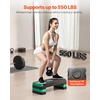 image:imageVEVOR Aerobic Exercise Step Platform 28Inch Workout Aerobic Stepper Height Adjustable Fitness Training Step Deck Trainer with 4 Risers NonSlip Surface Bench for Home Gym Cardio Strengthgreen