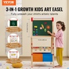 image:imageVEVOR Art Easel for Kids 2in1 Wooden DoubleSided Kids Art Easel with Magnetic Whiteboard amp Chalkboard Adjustable Standing Rotatable Foldable Drawing Board with Painting Accessories for Boy Girl3in1 WStorage Bag