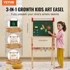 image:imageVEVOR Art Easel for Kids 2in1 Wooden DoubleSided Kids Art Easel with Magnetic Whiteboard amp Chalkboard Adjustable Standing Rotatable Foldable Drawing Board with Painting Accessories for Boy Girl3in1 Wooden