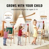 image:imageVEVOR Art Easel for Kids 2in1 Wooden DoubleSided Kids Art Easel with Magnetic Whiteboard amp Chalkboard Adjustable Standing Rotatable Foldable Drawing Board with Painting Accessories for Boy Girl3in1 Wooden