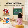 image:imageVEVOR Art Easel for Kids 2in1 Wooden DoubleSided Kids Art Easel with Magnetic Whiteboard amp Chalkboard Adjustable Standing Rotatable Foldable Drawing Board with Painting Accessories for Boy Girl3in1 WStorage Bag