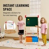 image:imageVEVOR Art Easel for Kids 2in1 Wooden DoubleSided Kids Art Easel with Magnetic Whiteboard amp Chalkboard Adjustable Standing Rotatable Foldable Drawing Board with Painting Accessories for Boy Girl3in1 WStorage Bag