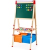 image:imageVEVOR Art Easel for Kids 2in1 Wooden DoubleSided Kids Art Easel with Magnetic Whiteboard amp Chalkboard Adjustable Standing Rotatable Foldable Drawing Board with Painting Accessories for Boy Girl3in1 WStorage Bag
