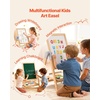 image:imageVEVOR Art Easel for Kids 2in1 Wooden DoubleSided Kids Art Easel with Magnetic Whiteboard amp Chalkboard Adjustable Standing Rotatable Foldable Drawing Board with Painting Accessories for Boy Girl2in1 Wooden
