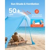 image:imageVEVOR Beach Tent Sun Shelter UPF50 Sun Protection Easy Pop Up Beach Canopy with Sandbags Stability Poles Sand Shovels Portable Shade for Family Outings Camping FishingBlue7575 FT 2 Pole4 Sandbags