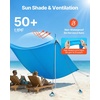 image:imageVEVOR Beach Tent Sun Shelter UPF50 Sun Protection Easy Pop Up Beach Canopy with Sandbags Stability Poles Sand Shovels Portable Shade for Family Outings Camping FishingBlue1010 FT 4 Pole8 Sandbags drawstring