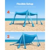 image:imageVEVOR Beach Tent Sun Shelter UPF50 Sun Protection Easy Pop Up Beach Canopy with Sandbags Stability Poles Sand Shovels Portable Shade for Family Outings Camping FishingBlue1010 FT 4 Pole8 Sandbags