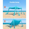 image:imageVEVOR Beach Tent Sun Shelter UPF50 Sun Protection Easy Pop Up Beach Canopy with Sandbags Stability Poles Sand Shovels Portable Shade for Family Outings Camping FishingLight Blue1010 FT 4 Pole8 Sandbags