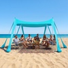 image:imageVEVOR Beach Tent Sun Shelter UPF50 Sun Protection Easy Pop Up Beach Canopy with Sandbags Stability Poles Sand Shovels Portable Shade for Family Outings Camping FishingLight Blue1010 FT 4 Pole8 Sandbags