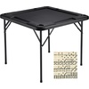 image:imageVEVOR Folding Card Table 4 Player Portable with 4 Cup Holders amp Chip Trays Mahjong Domino Game Set 354 x 354inch BlackBlack