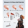 image:imageVEVOR Golf Club Set 12 Pieces Golf Club Complete Set Right Handed with 460CC 1 Driver 3 amp 5 Fairway Wood 4 Hybrid 56789PWSW Irons LShaped Putter Golf Stand BagGolfset Orange