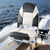 image:imageVEVOR High Back Boat Seat 2 Pack Folding Fishing Boat Seat with Thickened Sponge Cushion amp Waterproof PVC Leather Aluminum Alloy Hinges Flip Up for Boats Yachts Ships Black amp Grey2 pack BlackGrey