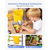 image:imageVEVOR Mud Kitchen Outdoor Mud Kitchen for Kids Wood Outdoor Play Kitchens with Spoons Sink Sunshade Canopy Swivel Wheels Cookware Pots and Accessories Wooden Play Kitchens for Home Lawn4173x1457x3917inch