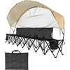 image:imageVEVOR Portable Folding Bench 6 Seat Soccer Bench with Storage Pockets Cup Holders amp Carrying Bag Lightweight Sideline Seating with Sunshade for Football Baseball Camping Outdoor Events BlackWith Backrest  Canopy  6seats