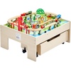 image:imageVEVOR Train Table 62 Multicolor Pieces Wooden Kids Activity Table with Large Storage Drawer 3in1 Wooden Train Set for Playing Drawing Reading Eating Creative Toy Set for Kids Ages 3Rolling Drawer
