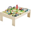 image:imageVEVOR Train Table 62 Multicolor Pieces Wooden Kids Activity Table with Large Storage Drawer 3in1 Wooden Train Set for Playing Drawing Reading Eating Creative Toy Set for Kids Ages 3Large Table  Storage Bag