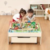image:imageVEVOR Train Table 62 Multicolor Pieces Wooden Kids Activity Table with Large Storage Drawer 3in1 Wooden Train Set for Playing Drawing Reading Eating Creative Toy Set for Kids Ages 3Rolling Drawer