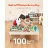 image:imageVEVOR Train Table 62 Multicolor Pieces Wooden Kids Activity Table with Large Storage Drawer 3in1 Wooden Train Set for Playing Drawing Reading Eating Creative Toy Set for Kids Ages 3Medium Table  Storage Bag