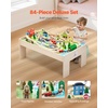 image:imageVEVOR Train Table 62 Multicolor Pieces Wooden Kids Activity Table with Large Storage Drawer 3in1 Wooden Train Set for Playing Drawing Reading Eating Creative Toy Set for Kids Ages 3Medium Table  Storage Bag