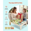image:imageVEVOR Train Table 62 Multicolor Pieces Wooden Kids Activity Table with Large Storage Drawer 3in1 Wooden Train Set for Playing Drawing Reading Eating Creative Toy Set for Kids Ages 3Large Table  Storage Bag