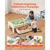 image:imageVEVOR Train Table 62 Multicolor Pieces Wooden Kids Activity Table with Large Storage Drawer 3in1 Wooden Train Set for Playing Drawing Reading Eating Creative Toy Set for Kids Ages 3Rolling Drawer