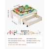 image:imageVEVOR Train Table 62 Multicolor Pieces Wooden Kids Activity Table with Large Storage Drawer 3in1 Wooden Train Set for Playing Drawing Reading Eating Creative Toy Set for Kids Ages 3Rolling Drawer
