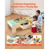 image:imageVEVOR Train Table 62 Multicolor Pieces Wooden Kids Activity Table with Large Storage Drawer 3in1 Wooden Train Set for Playing Drawing Reading Eating Creative Toy Set for Kids Ages 3Standard Drawer
