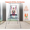 image:imageVEVOR Yoga Stand Frame 96 ft Aerial Silk Swing Stand Max 5512 lbs Load Capacity Triangular Structure with NonSlip Base amp EVA Foam 4Level Horizontal amp 6Level Vertical Adjustment Detachable Frame with 66Yard Yoga HammockSilverBlackRed