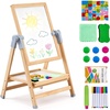 image:imageVEVOR Art Easel for Kids 2in1 Wooden DoubleSided Kids Art Easel with Magnetic Whiteboard amp Chalkboard Adjustable Standing Rotatable Foldable Drawing Board with Painting Accessories for Boy Girl2in1 Wooden
