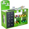 image:imageVEVOR Kids Pretend Play Grocery Store Wooden Supermarket Toy Set with Shopping Bag Conveyor Belt Scanner Cash Register Realistic Scale Gift for Boys amp GirlsGrocery Store Set