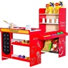 image:imageVEVOR Kids Pretend Play Grocery Store Wooden Supermarket Toy Set with Shopping Bag Conveyor Belt Scanner Cash Register Realistic Scale Gift for Boys amp GirlsModular Stall Set