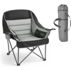 image:imageVEVOR Oversized Camping Chairs 450 lbs Heavy Duty Support Portable Padded Folding Camp Chairs with Dual Cup Holders amp Wine Glass Holders Carry Bag for Outdoor Fishing Black amp Gray 1 Pack