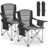 image:imageVEVOR Oversized Camping Folding Chair Portable Heavy Duty Outdoor Quad Lumbar Back Padded with Side Pockets Cup Holder and Cooler Bag for Beach Lawn Picnic Fishing Backpacking 2 Pack2 Pack
