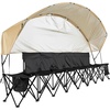 image:imageVEVOR Portable Folding Bench 6 Seat Soccer Bench with Storage Pockets Cup Holders amp Carrying Bag Lightweight Sideline Seating with Sunshade for Football Baseball Camping Outdoor Events BlackWith Backrest  Canopy  6seats