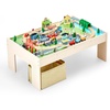 image:imageVEVOR Train Table 62 Multicolor Pieces Wooden Kids Activity Table with Large Storage Drawer 3in1 Wooden Train Set for Playing Drawing Reading Eating Creative Toy Set for Kids Ages 3Medium Table  Storage Bag