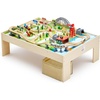 image:imageVEVOR Train Table 62 Multicolor Pieces Wooden Kids Activity Table with Large Storage Drawer 3in1 Wooden Train Set for Playing Drawing Reading Eating Creative Toy Set for Kids Ages 3Large Table  Storage Bag
