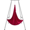 image:imageVEVOR Yoga Stand Frame 96 ft Aerial Silk Swing Stand Max 5512 lbs Load Capacity Triangular Structure with NonSlip Base amp EVA Foam 4Level Horizontal amp 6Level Vertical Adjustment Detachable Frame with 66Yard Yoga HammockSilverBlackRed