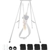 image:imageVEVOR Yoga Stand Frame 96 ft Aerial Silk Swing Stand Max 5512 lbs Load Capacity Triangular Structure with NonSlip Base amp EVA Foam 4Level Horizontal amp 6Level Vertical Adjustment Detachable Frame with 66Yard Yoga HammockSilverBlackSilverFrame