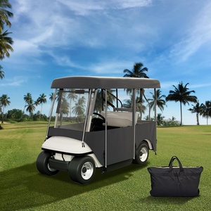 image:imageHappybuy Golf Cart Enclosure 4Person Golf Cart Cover 4Sided Fairway Deluxe 300D Waterproof Driving Enclosure with Transparent Windows Fit for EZGO Club Car Yamaha CartBK 866