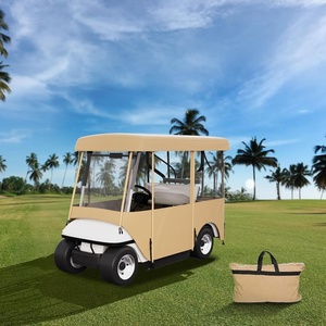 image:imageHappybuy Golf Cart Enclosure 4Person Golf Cart Cover 4Sided Fairway Deluxe 300D Waterproof Driving Enclosure with Transparent Windows Fit for EZGO Club Car Yamaha CartBG 787
