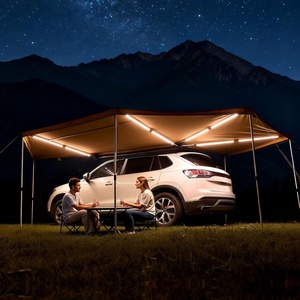 image:imageVEVOR 270 Degree Awning with Bulitin LED Light 3 Colors 133 sqft Driver Side Vehicle Awning UV50 Waterproof Car Side Awnings AllWeather Overland Awnings Car Shelter for SUV Truck CampingKhaki 270 18764ft Car Awning with LED